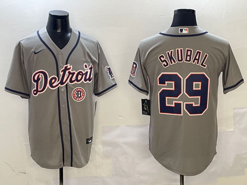 Men Detroit Tigers #29 Skubal Grey Game 2025 Nike MLB Jersey style 3126->detroit tigers->MLB Jersey